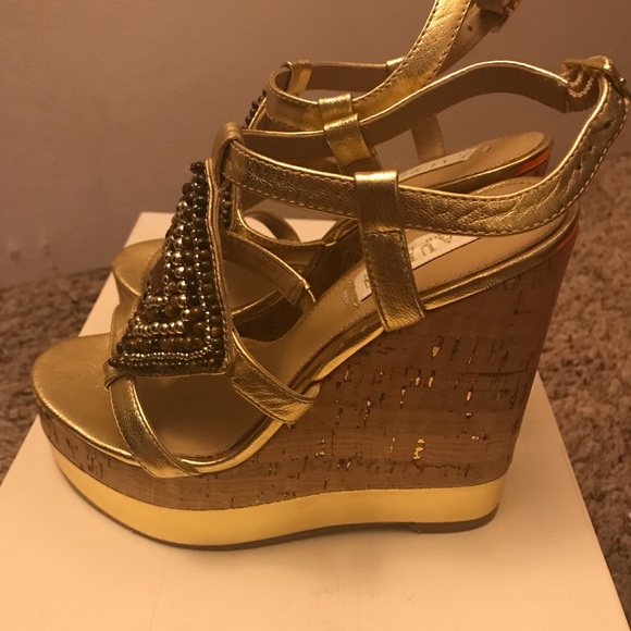 Ralph Lauren Mattie beaded platform wedge Gold - Picture 3 of 8